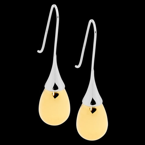 ELLANI STAINLESS STEEL GOLD TWO-TONE BUD DROP EARRINGS