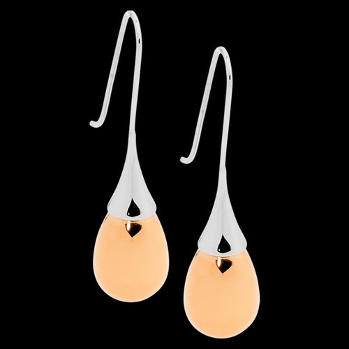 ELLANI STAINLESS STEEL ROSE GOLD TWO-TONE BUD DROP EARRINGS