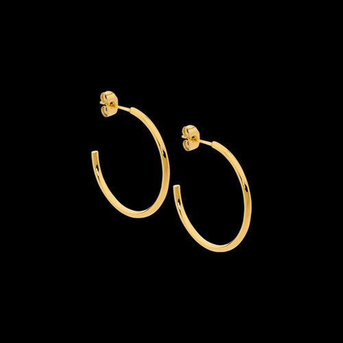 ELLANI STAINLESS STEEL GOLD 20MM TUBE HOOP EARRINGS