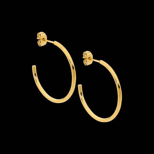 ELLANI STAINLESS STEEL GOLD 30MM TUBE HOOP EARRINGS