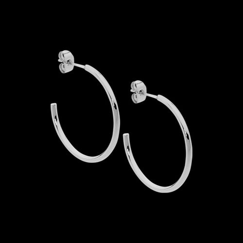 ELLANI STAINLESS STEEL 30MM TUBE HOOP EARRINGS