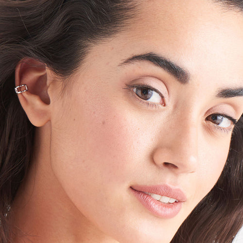 ANIA HAIE GLOW GETTER SILVER GLOW EAR CUFF - MODEL VIEW