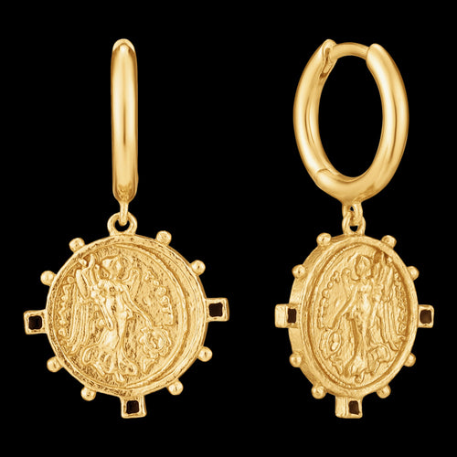 ANIA HAIE GOLD DIGGER VICTORY GODDESS DROP HOOP EARRINGS