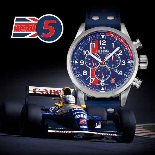 TW Steel Nigel Mansell Red 5 F1 Limited Edition Swiss Watch SVS307 Silver Steel