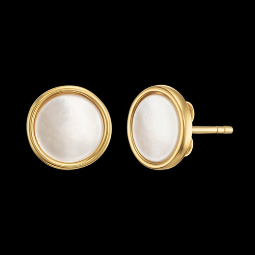 ENGELSRUFER GOLD MOTHER OF PEARL DISC STUD EARRINGS