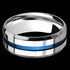 STAINLESS STEEL MEN'S 8MM BLUE IP CHANNEL RING - FRONT VIEW