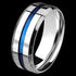 STAINLESS STEEL MEN'S 8MM BLUE IP CHANNEL RING
