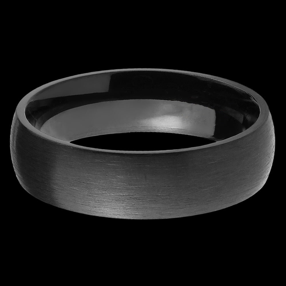 TITANIUM MEN'S 6MM BLACK IP MATT FINISH RING - TOP VIEW