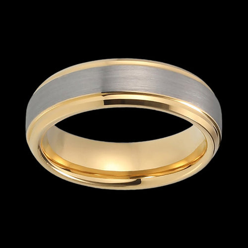 MAXIMAN PURITY GOLD 6MM MEN'S TUNGSTEN CARBIDE RING - TOP VIEW