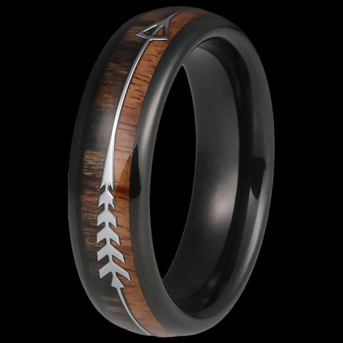 MAXIMAN WOODSMAN ARROW 6MM BLACK MEN'S TUNGSTEN CARBIDE RING