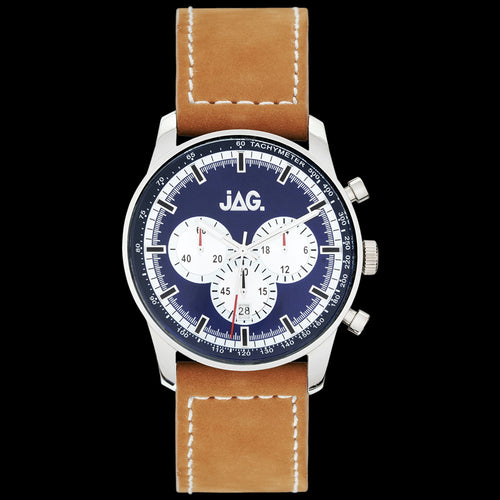 JAG MEN'S CHRIS BLUE DIAL TAN LEATHER WATCH