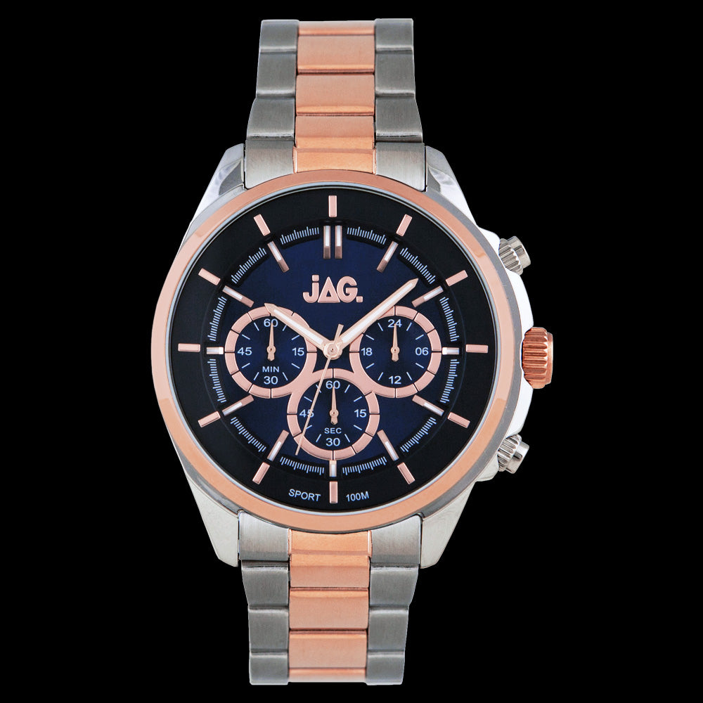 JAG MEN'S TAJ BLUE DIAL ROSE GOLD TWO-TONE WATCH