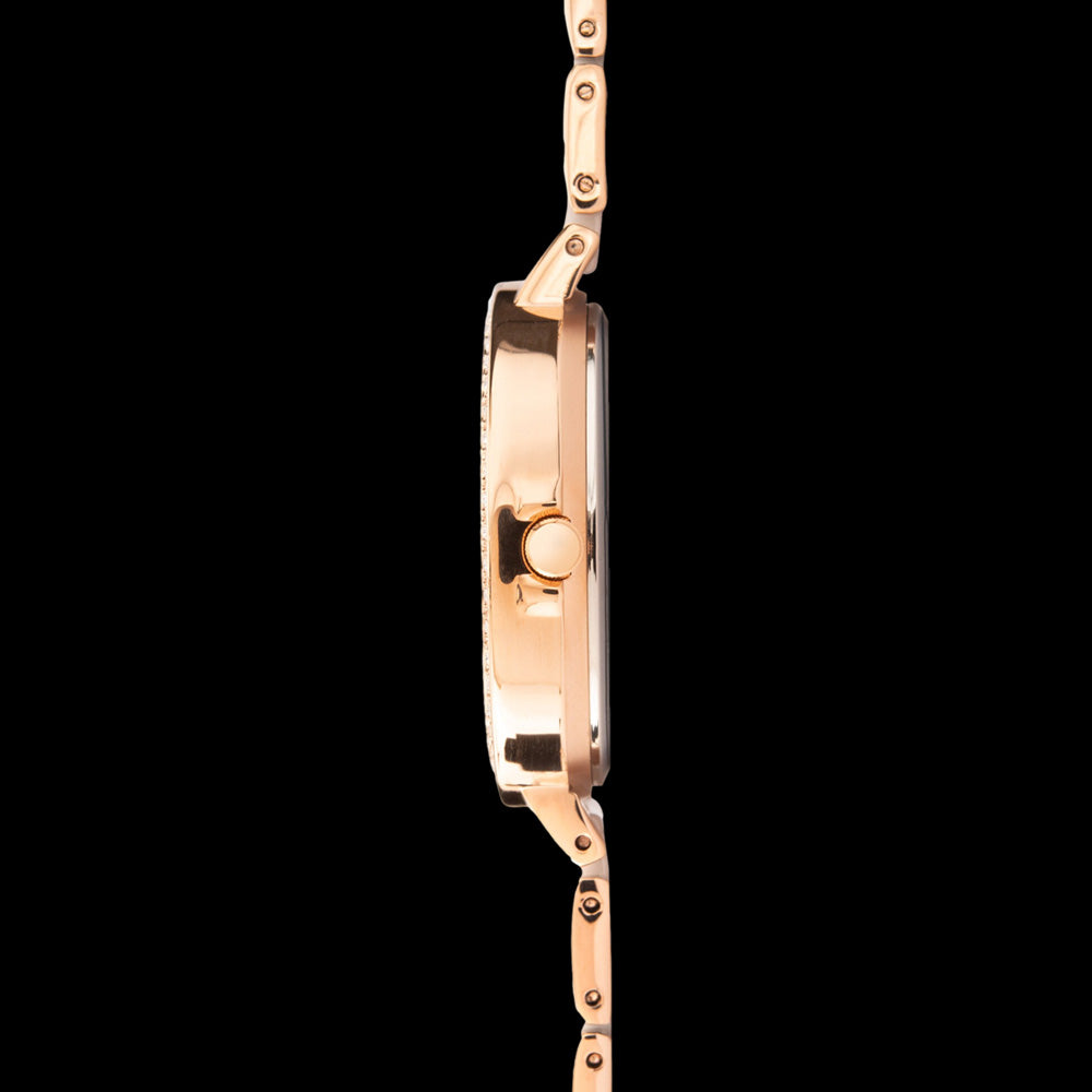 SEKSY LADIES PEARL DIAL ROSE GOLD & WHITE CERAMIC WATCH - SIDE VIEW