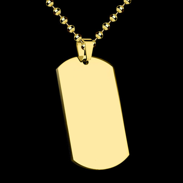 STAINLESS STEEL GOLD IP REGULAR DOG TAG NECKLACE