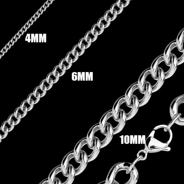 STAINLESS STEEL MEN'S CURB CHAIN 58CM NECKLACE | 10MM | 6MM | 4MM