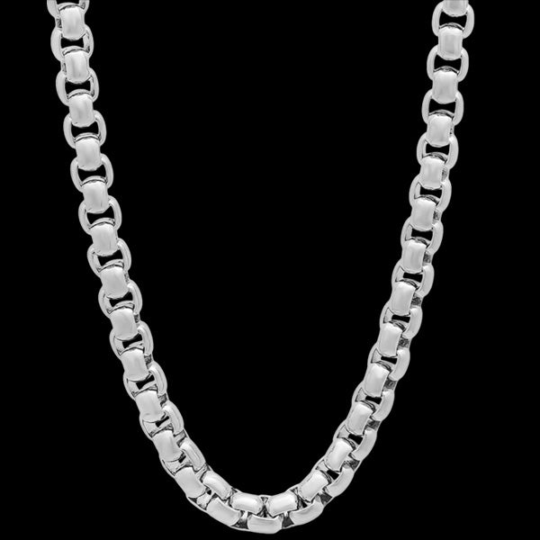 STAINLESS STEEL MEN'S ROUND BOX CHAIN 49CM NECKLACE