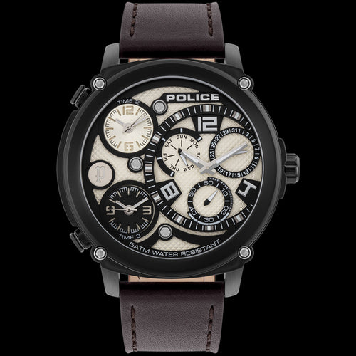 Police Titan Black Dial Dark Brown Leather Watch | Australia