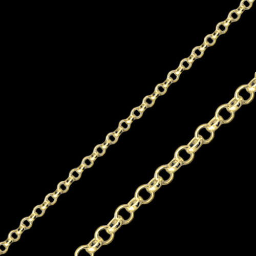 LUXXURY 2MM STERLING SILVER GOLD PLATE ROLO CHAIN NECKLACE