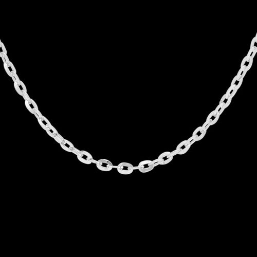 LUXXURY 2.5MM STERLING SILVER DIAMOND CUT ANCHOR CHAIN NECKLACE | CLOSE UP