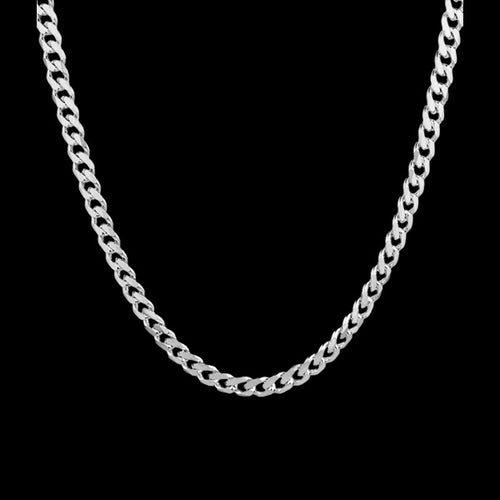 STERLING SILVER 4.5MM MEN'S 50CM CURB LINK CHAIN NECKLACE