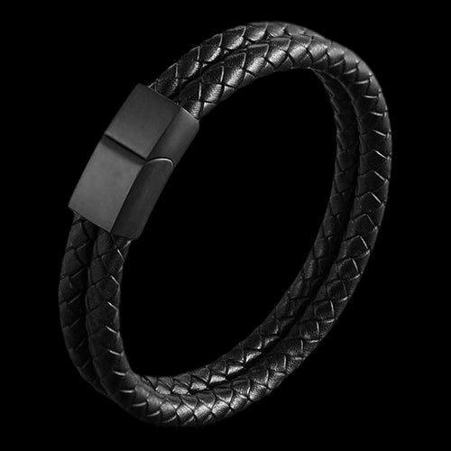 MAXIMAN DEFENDER MEN'S BLACK LEATHER BRACELET