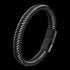 MAXIMAN BLACKHAWK MEN'S BLACK-SILVER LEATHER BRACELET