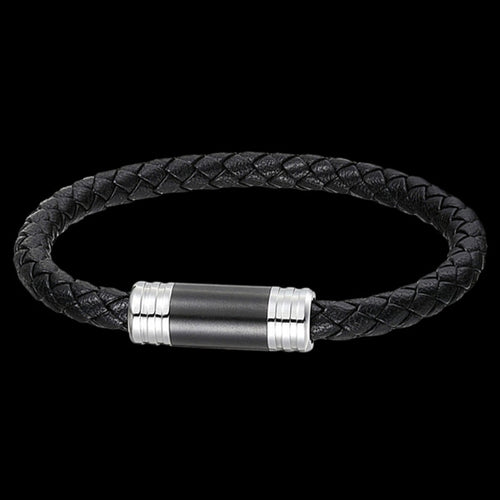 MAXIMAN MANIFOLD MEN'S BLACK LEATHER BRACELET - TOP VIEW