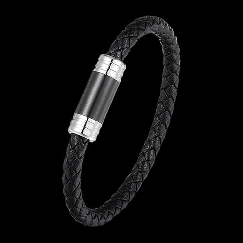 MAXIMAN MANIFOLD MEN'S BLACK LEATHER BRACELET