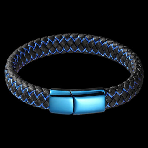 MAXIMAN BLUE LAVA MEN'S LEATHER BRACELET - TOP VIEW