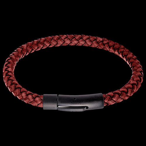 MAXIMAN TRAILBLAZER MEN'S RED RUST LEATHER BRACELET - FRONT VIEW