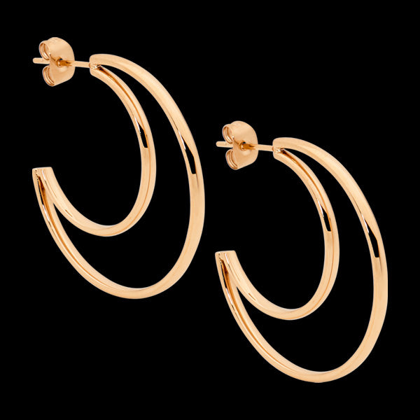 ELLANI STAINLESS STEEL ROSE GOLD 34MM CRESCENT MOON HOOP EARRINGS