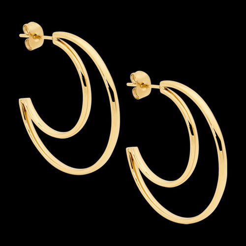 ELLANI STAINLESS STEEL GOLD 34MM CRESCENT MOON HOOP EARRINGS