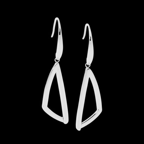 ELLANI STAINLESS STEEL GEOMETRIC OPEN TRIANGLE DROP EARRINGS