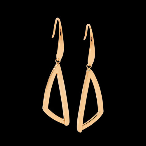 ELLANI STAINLESS STEEL ROSE GOLD GEOMETRIC OPEN TRIANGLE DROP EARRINGS