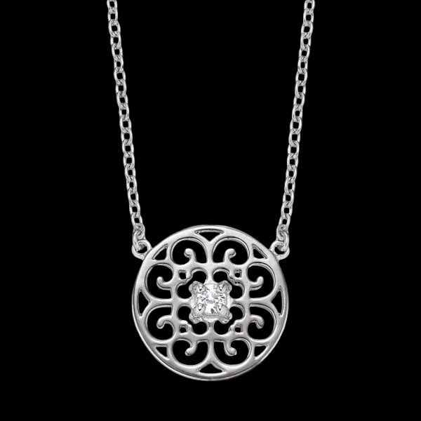 ENGELSRUFER SILVER ORNAMENT CIRCLE CZ NECKLACE