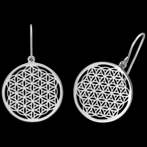 ENGELSRUFER SILVER FLOWER OF LIFE DROP EARRINGS