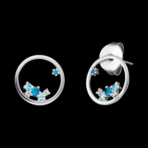 ENGELSRUFER SILVER COSMO CIRCLE BLUE CZ EARRINGS