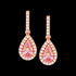 ELLANI STERLING SILVER ROSE GOLD PEAR MORGANITE CZ PAVE EARRINGS