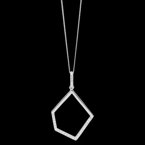 ELLANI STERLING SILVER OPEN GEOMETRIC CZ NECKLACE