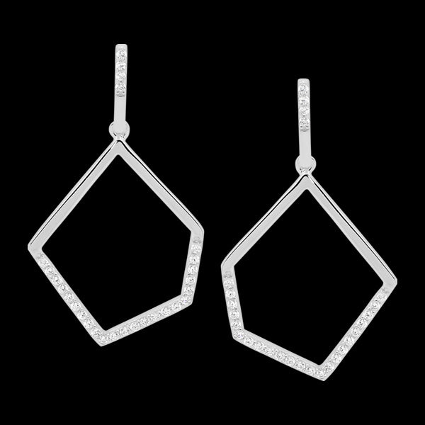 ELLANI STERLING SILVER OPEN GEOMETRIC CZ EARRINGS