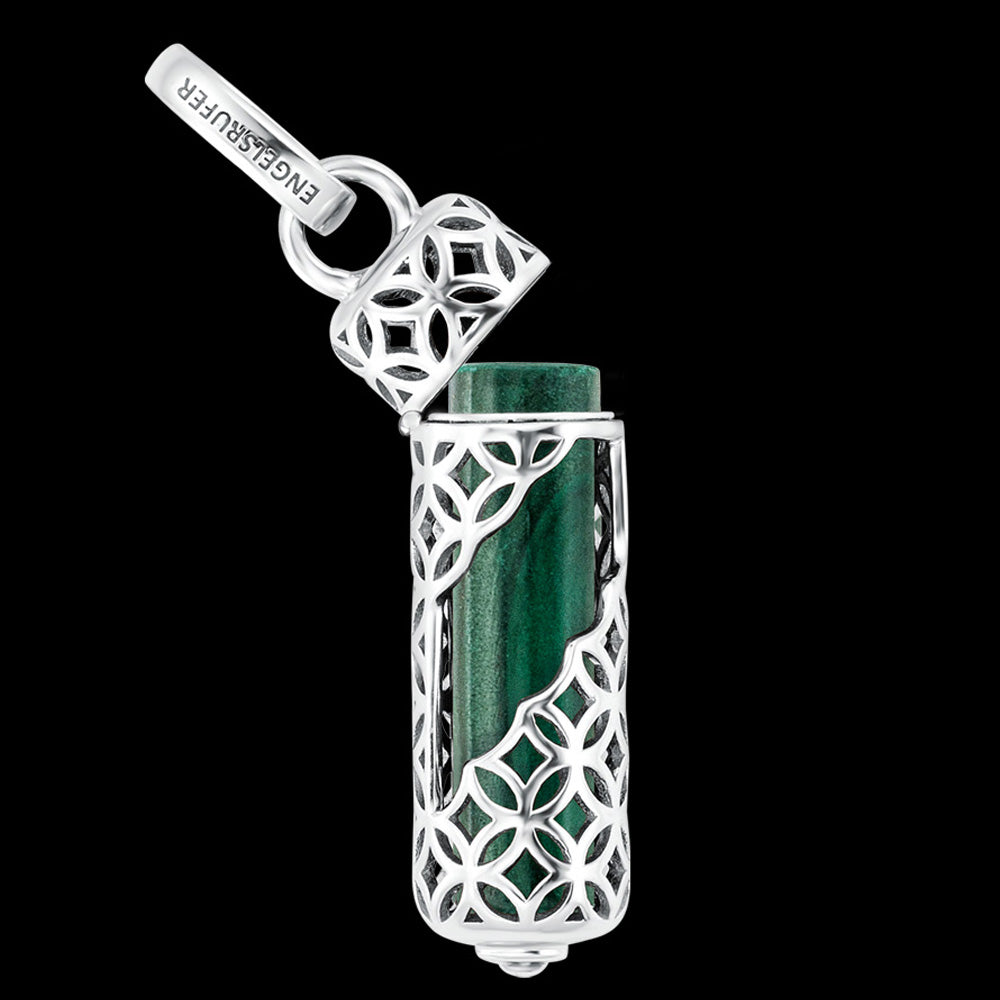 ENGELSRUFER SILVER MALACHITE POWER STONE MEDIUM NECKLACE - OPEN VIEW