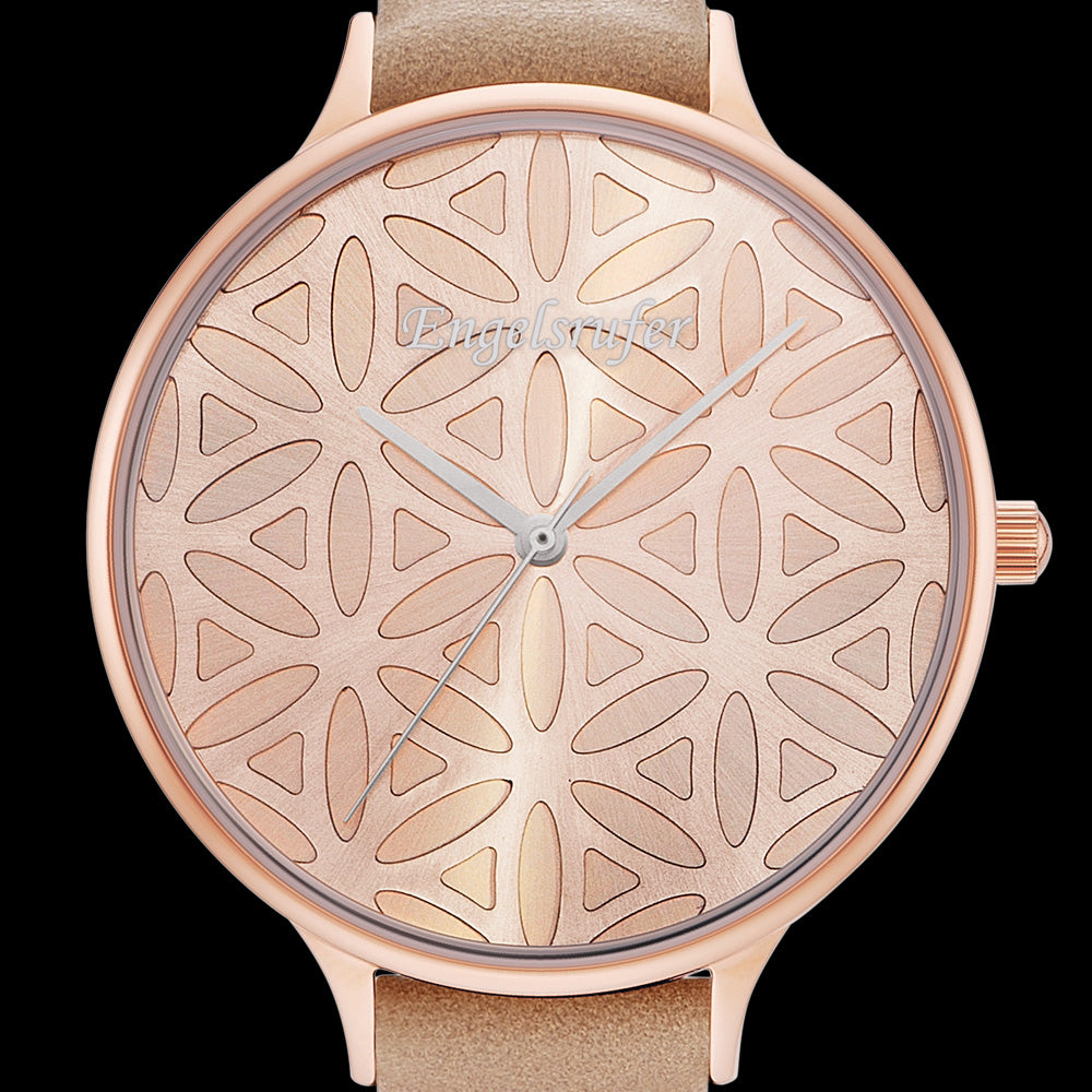 ENGELSRUFER FLOWER OF LIFE ROSE GOLD WATCH - DIAL CLOSE-UP
