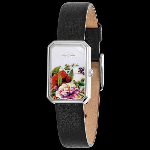 ENGELSRUFER ROMANTIC GARDEN SILVER OBLONG WATCH - ANGLE VIEW
