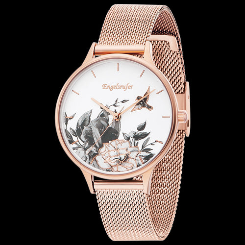 ENGELSRUFER ROMANTIC GARDEN ROSE GOLD MESH WATCH - ANGLE VIEW