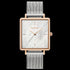 ENGELSRUFER MOTHER OF PEARL SQUARE ROSE GOLD SILVER MESH WATCH
