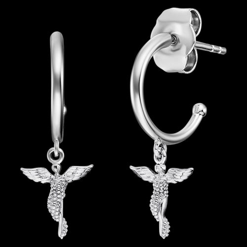 ENGELSRUFER SILVER LITTLE ANGEL HOOP EARRINGS