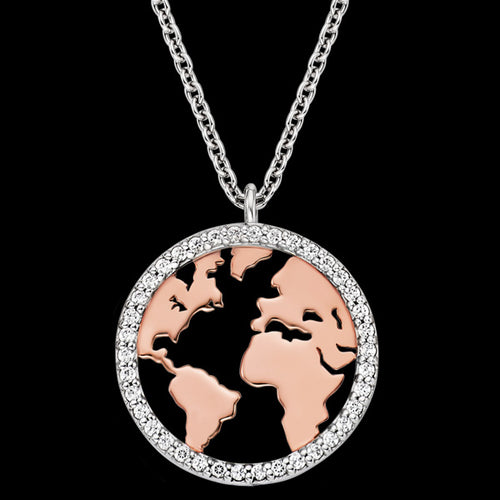 ENGELSRUFER SILVER ROSE GOLD WORLD NECKLACE - CLOSE-UP