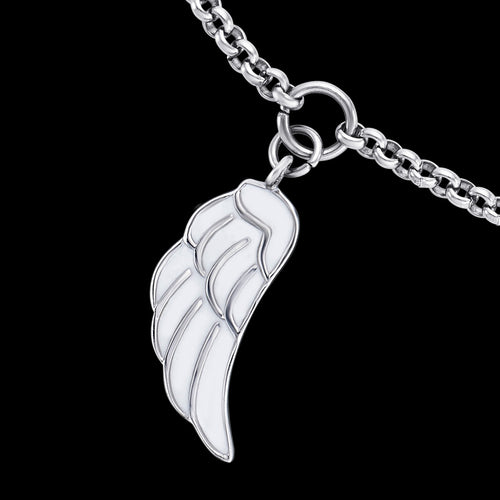 ENGELSRUFER STEEL WHITE ENAMEL ANGEL WING ANKLET - CLOSE-UP