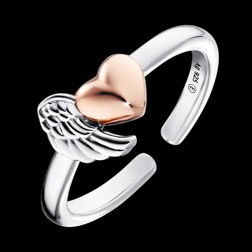 ENGELSRUFER SILVER ROSE GOLD HEARTWING RING