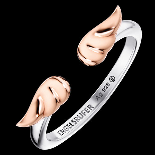 ENGELSRUFER SILVER ROSE GOLD DOUBLE WING RING